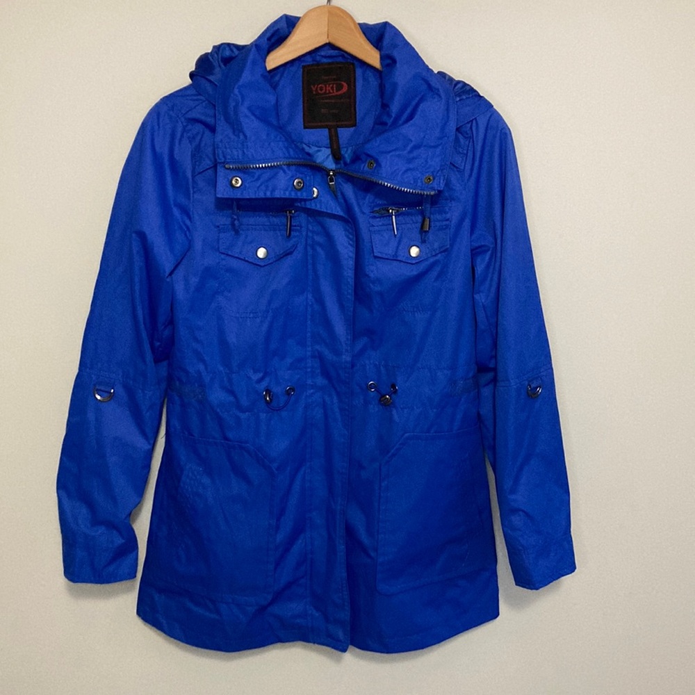 Yoki Electric Blue Hooded Trench Coat